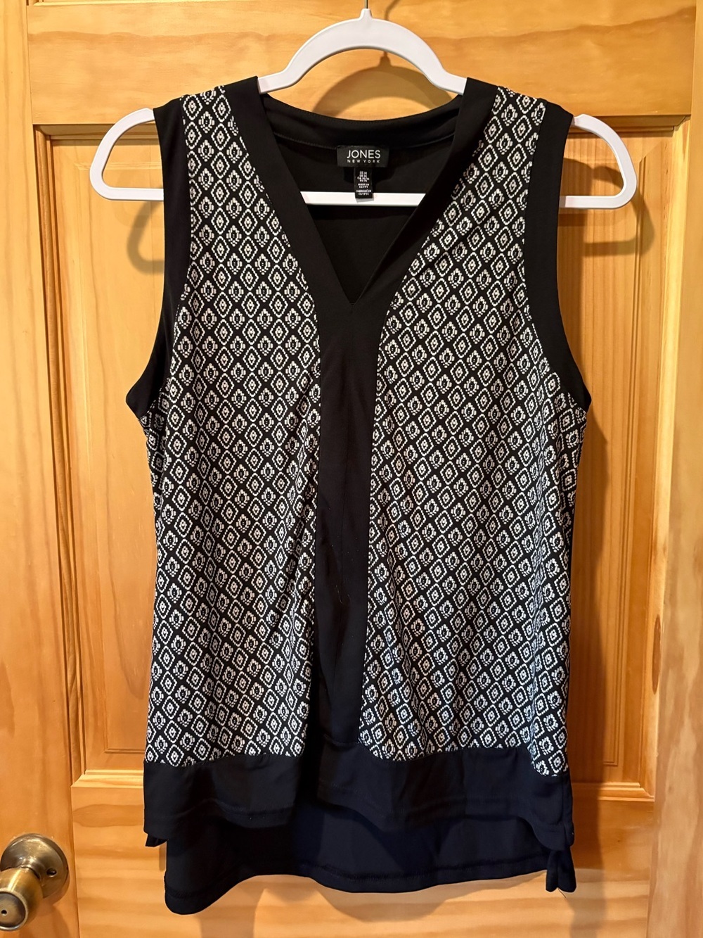 Jones New York Sleeveless V-Neck Geometric Print Tunic Blouse women’s M